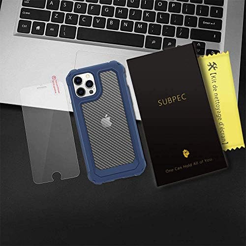 Supbec iPhone 12 Pro Max Case, סיבי פחמן קשים כיסוי מגן אטום הלם עם מגן מסך [x2] [הגנה על ציון צבאי] [אנטי שריטה וטביעת אצבע], מארז אייפון